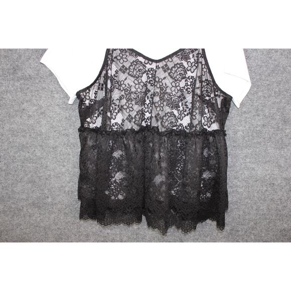 Torrid Top Women's Size 2 Peplum Ruffle Cami 2Fer Top White and Black - Picture 3 of 11